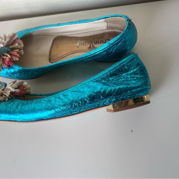 MADE IN ITALY EMMA VIANI Vibrant Blue Women's Shoes with Floral Accent - Picture 3 of 11